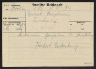 Brief von Herbert Eulenberg an Gerhart Hauptmann