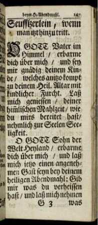 Christliche Gebet beym H. Abendmahl.