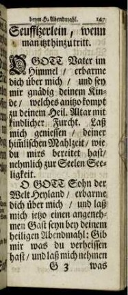 Christliche Gebet beym H. Abendmahl.