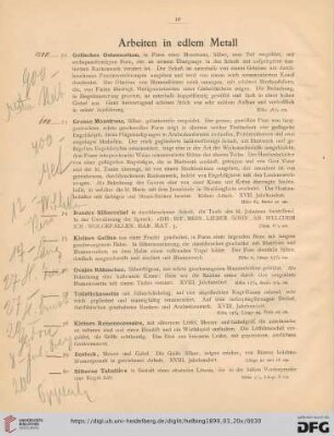 Arbeiten in edlem Metall (Nr. 72-90)