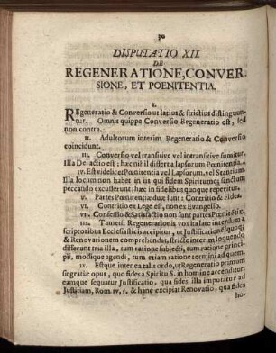 Disputatio XII. De Regeneratione, Conversione, Et Poenitentia