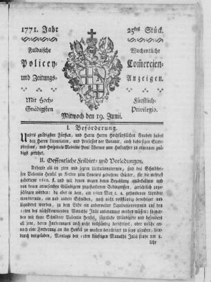 25tes Stück, Ausgabe vom 19. Junii 1771