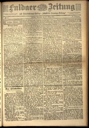 Erste Ausgabe vom Samstag, den 17. März 1900.