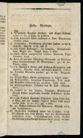 1-13, Folio. Theologie. - Folio. Miscellanea.
