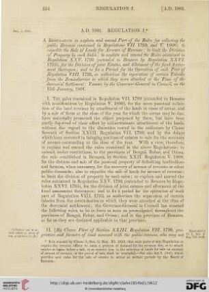Regulations A.D. 1801