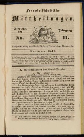 Siebzehnter Jahrgang. No. 11.