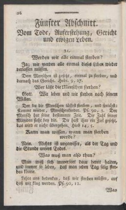 Fünfter Abschnitt. Vom Tode, Auferstehung, Gericht und ewigen Leben