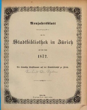 Neujahrsblatt : auf das Jahr ... 1872