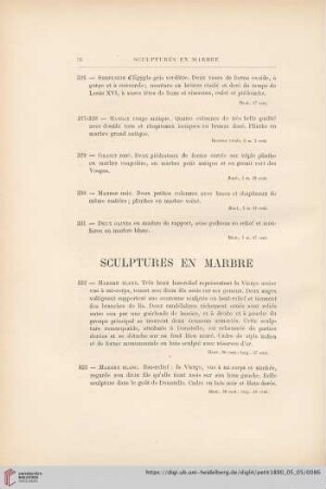 Sculptures en Marbre (Nr. 332 - 339)