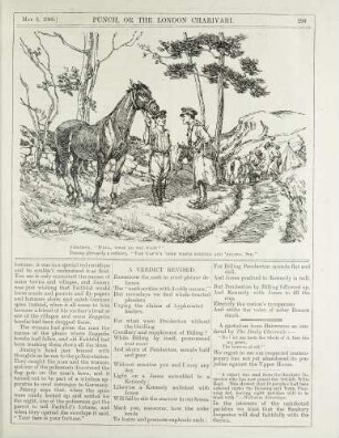 Subaltern. "Well, what do you want?" Tommy (formerly a cobbler.) "The cap'n's 'orse wants soleing and 'eeling, sir."