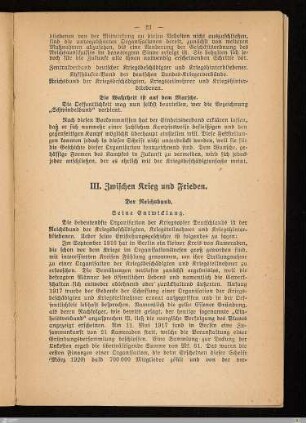 III. Zwischen Krieg und Frieden