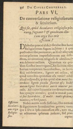 Pars VI. De conversatione religiosorum & secularium.