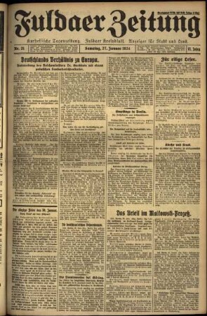 Ausgabe vom Samstag, den 27. Januar 1934.