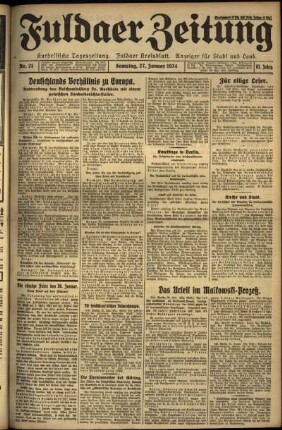 Ausgabe vom Samstag, den 27. Januar 1934.