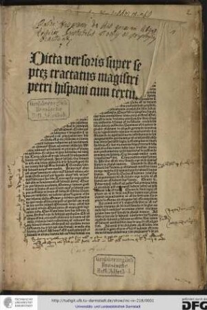 Dicta super septem tractatus Petri Hispani (cum textu)