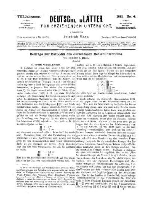 Beiträge zur Methodik des elementaren Rechenunterrichts : (Schluss)