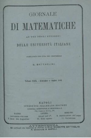 Volume XXIX. - Settembre e Ottobre 1891.