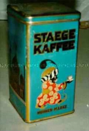 Blechdose für "STAEGE KAFFEE MOHREN.MARKE"