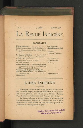 L'Idée indigène.