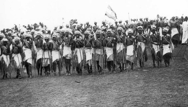 In the front the youngest, in the back the oldest class of the Rwandan Page Corps