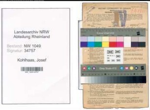 Entnazifizierung Josef Kohlhaas , geb. 09.10.1900 (Versicherungsbeamter)