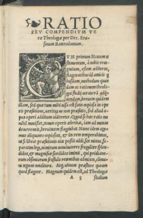 Ratio Seu Compendium Verae Theologiae per Des. Erasmum Roterodamum.