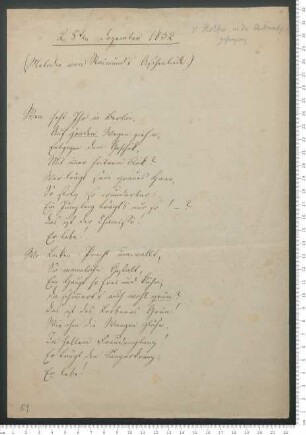 "28ten dezember 1832 (Melodie von Raimunds Aschenliede.)"