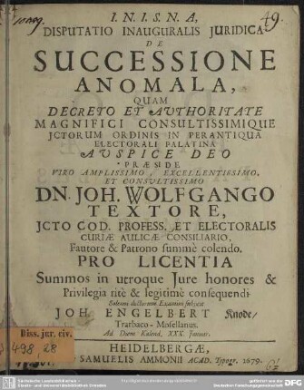 Disputatio inauguralis juridica de successione anomala