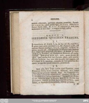 Caput I. Historica Quaedam Tradens.