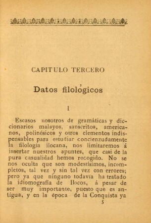 Capítulo tercero. Datos filológicos