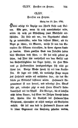 CLXV. Forster an Heyne