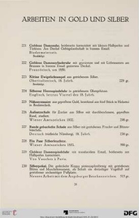 Arbeiten in Gold und Silber (Nr. 221-233)