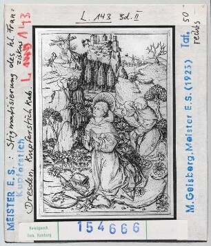 Meister E.S.: Stigmatisierung des Heiligen Franziskus. dresden, Kupferstichkabinett