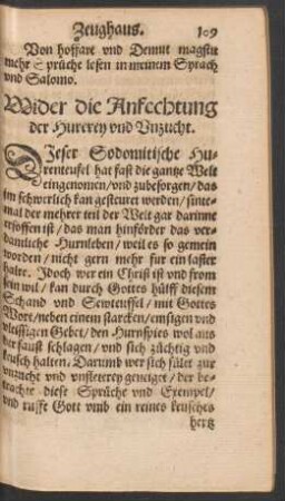 Wider die Anfechtung der Hurerey und Unzucht.