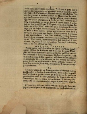 Édit Du Roi, Portant création de quatre Officiers de Présidens aux Requêtes de l'Hôtel : Donné à Versailles au mois de Mai 1771. ...