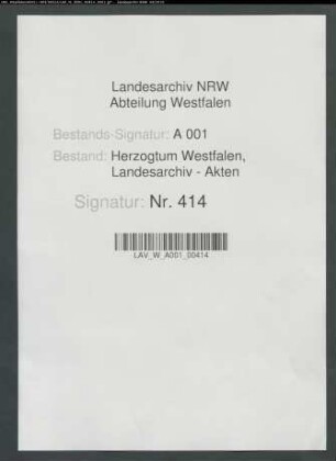 Lagerbuch des Amtes Menden