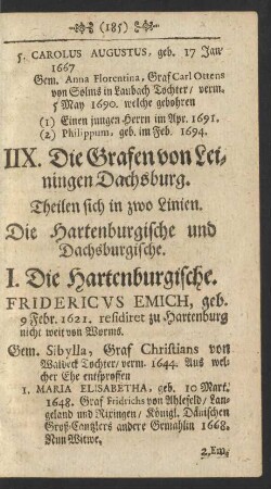 IIX. Die Grafen von Leiningen Dachsburg.