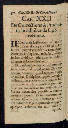 Cap. XXII. De Correctione & Prudentia in adhibenda Correctione