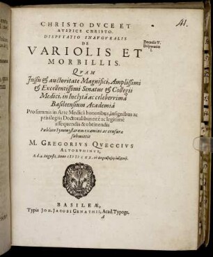Disputatio Inauguralis De Variolis Et Morbillis.