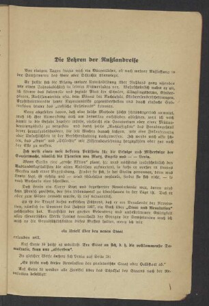 Die Lehren der Rußlandreise