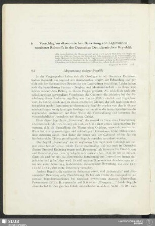 6 Vorschlag zur ökonomischen Bewertung von Lagerstätten nutzbarer Rohstoffe in der Deutschen Demokratischen Republik