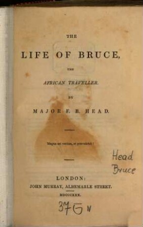 The life of Bruce, the African traveller