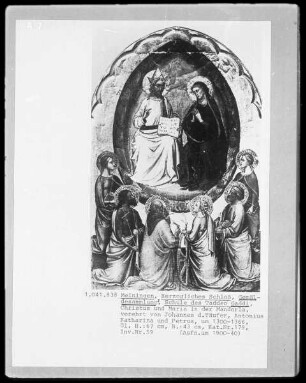 Christus und Maria in der Mandorla, verehrt von Heiligen