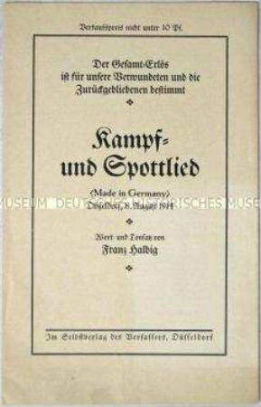 Patriotischer Liedtext mit Noten zum Ersten Weltkrieg