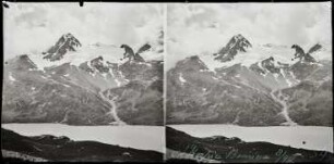 Berninapass, Blick über den Lago Bianco auf die Bernina