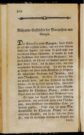 Rührende Geschichte der Marquisinn von Ganges.