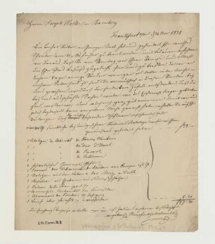 Brief von Wimpfen & Goldschmidt (Frankfurt/Main) an Joseph Heller