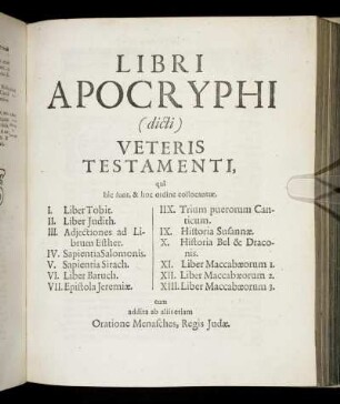 Libri Apocryphi Veteris Testamenti.