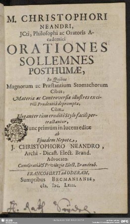 Orationes solennes posthumae