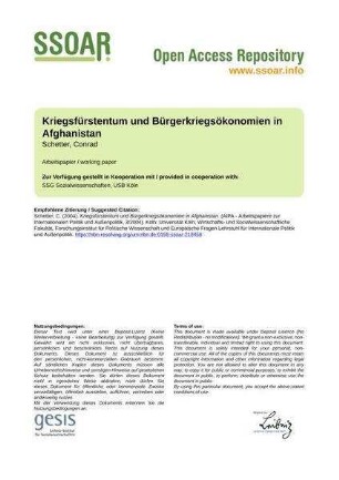 Kriegsfürstentum und Bürgerkriegsökonomien in Afghanistan